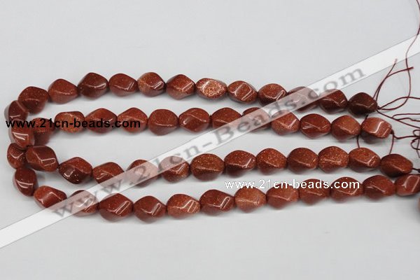 CTW161 15.5 inches 10*15mm twisted rice goldstone gemstone beads