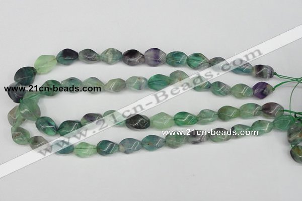 CTW162 15.5 inches 10*15mm twisted rice fluorite gemstone beads