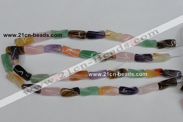 CTW163 15.5 inches 10*20mm twisted trihedron mixed gemstone beads