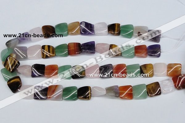 CTW164 15.5 inches 15*15mm twisted square mixed gemstone beads