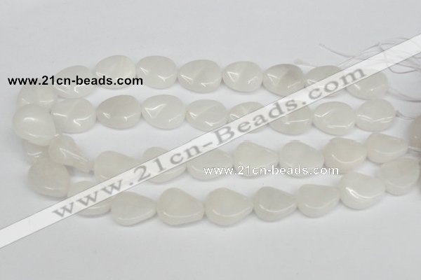 CTW166 15.5 inches 18*22mm twisted teardrop white jade gemstone beads