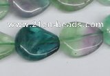 CTW167 15.5 inches 18*22mm twisted teardrop fluorite gemstone beads