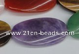 CTW168 15.5 inches 22*40mm twisted oval mixed gemstone beads