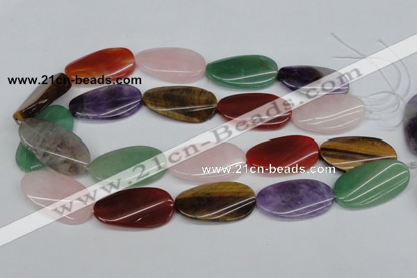 CTW168 15.5 inches 22*40mm twisted oval mixed gemstone beads