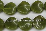 CTW17 15.5 inches 16mm twisted coin jade gemstone beads