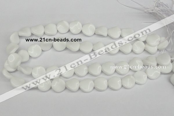 CTW18 15.5 inches 16mm twisted coin white agate beads wholesale