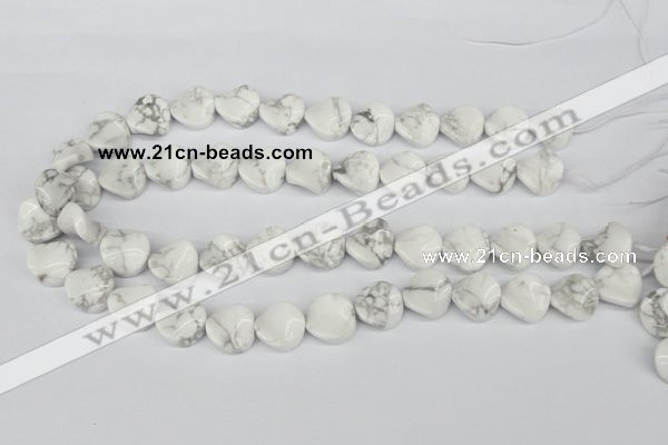 CTW19 15.5 inches 16mm twisted coin white howlite turquoise beads