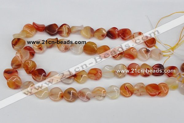 CTW21 15.5 inches 16mm twisted coin agate gemstone beads wholesale