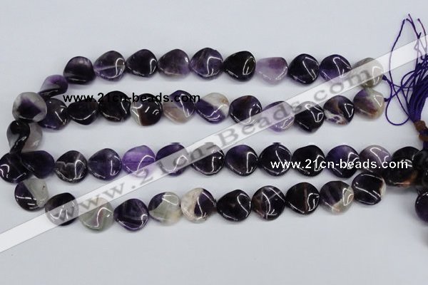 CTW23 15.5 inches 16mm twisted coin amethyst beads wholesale