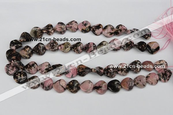 CTW24 15.5 inches 16mm twisted coin rhodonite beads wholesale