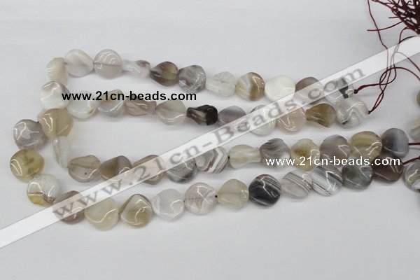 CTW25 15.5 inches 16mm twisted coin botswana agate beads wholesale