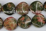 CTW26 15.5 inches 16mm twisted coin unakite gemstone beads wholesale