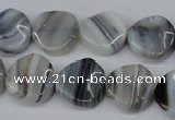 CTW27 15.5 inches 16mm twisted coin botswana agate beads wholesale