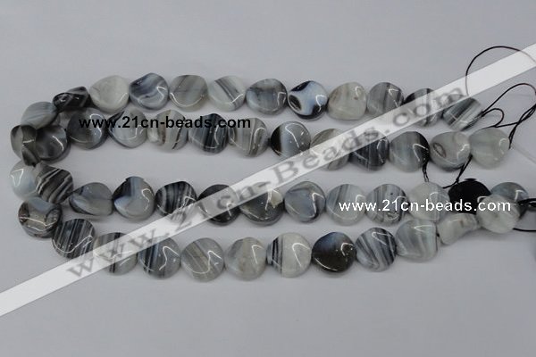 CTW27 15.5 inches 16mm twisted coin botswana agate beads wholesale