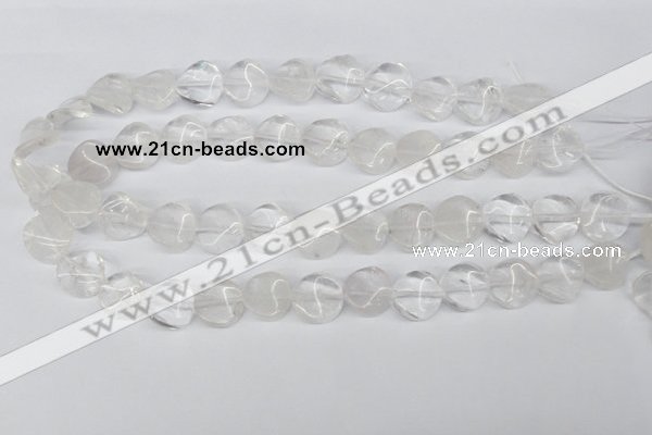 CTW29 15.5 inches 16mm twisted coin white crystal beads wholesale