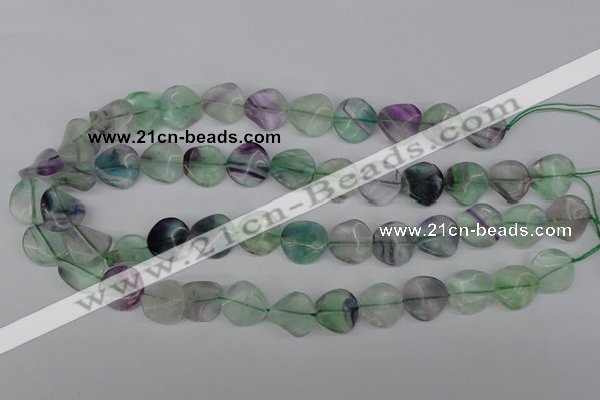 CTW30 15.5 inches 16mm twisted coin fluorite beads wholesale