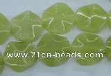 CTW300 15.5 inches 16mm wavy coin olive jade gemstone beads