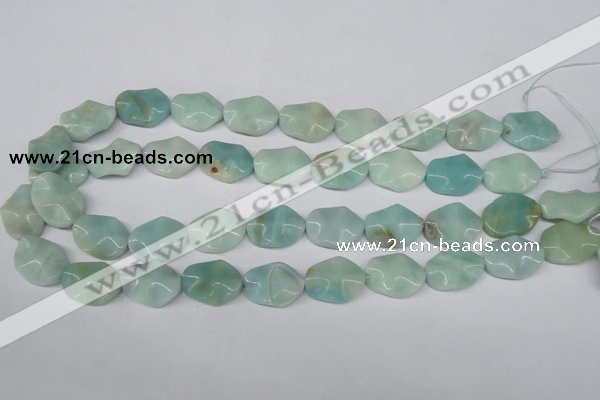 CTW301 15.5 inches 15*20mm wavy oval amazonite gemstone beads