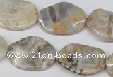 CTW303 15.5 inches 18*25mm wavy oval bamboo leaf agate beads