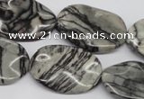 CTW305 15.5 inches 20*30mm wavy oval black water jasper beads