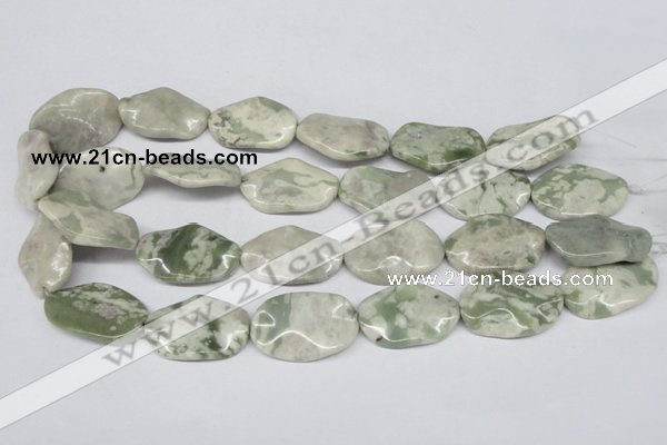 CTW307 15.5 inches 20*30mm wavy oval peace stone beads