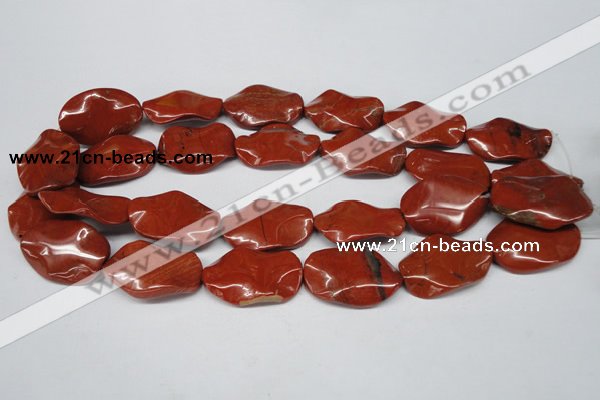 CTW308 15.5 inches 20*30mm wavy oval red jasper gemstone beads