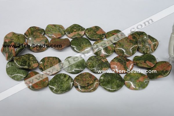 CTW310 15.5 inches 25*30mm wavy oval unakite gemstone beads