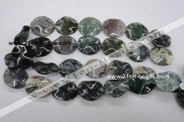 CTW311 15.5 inches 25*30mm wavy oval Indian agate gemstone beads