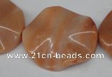 CTW312 15.5 inches 28*32mm wavy oval pink aventurine jade beads