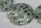 CTW313 15.5 inches 30*35mm wavy oval sesame jasper gemstone beads