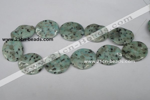 CTW313 15.5 inches 30*35mm wavy oval sesame jasper gemstone beads