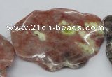 CTW314 15.5 inches 40*50mm wavy oval sesame red jasper gemstone beads