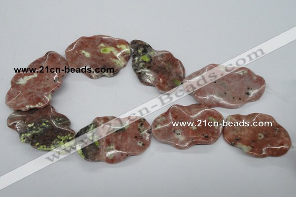 CTW314 15.5 inches 40*50mm wavy oval sesame red jasper gemstone beads