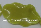 CTW315 15.5 inches 40*60mm wavy oval olive jade gemstone beads