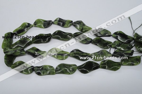 CTW318 15.5 inches 15*30mm wavy marquise Canadian jade beads