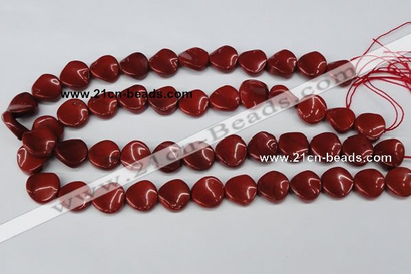 CTW32 15.5 inches 16mm twisted coin red jasper beads wholesale