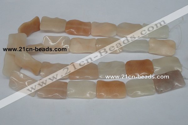 CTW322 15.5 inches 20*30mm wavy rectangle pink aventurine jade beads