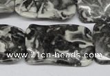 CTW323 15.5 inches 20*30mm wavy rectangle black & white jasper beads