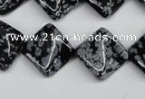 CTW35 15.5 inches 15*15mm twisted diamond snowflake obsidian beads