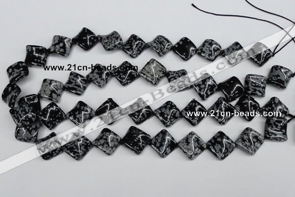 CTW35 15.5 inches 15*15mm twisted diamond snowflake obsidian beads