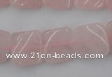 CTW350 15.5 inches 16*16mm twisted square rose quartz beads