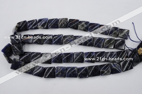 CTW355 15.5 inches 16*16mm twisted square sodalite gemstone beads