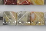 CTW358 15.5 inches 16*16mm twisted square crazy lace agate beads