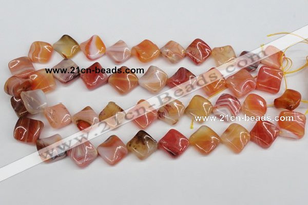 CTW36 15.5 inches 15*15mm twisted diamond agate gemstone beads