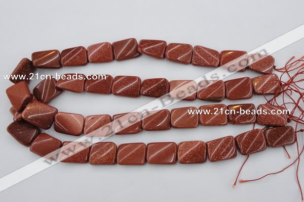 CTW370 15.5 inches 15*20mm twisted rectangle goldstone beads