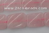 CTW371 15.5 inches 15*20mm twisted rectangle rose quartz beads