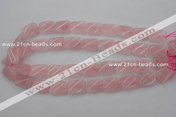 CTW371 15.5 inches 15*20mm twisted rectangle rose quartz beads