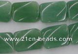 CTW373 15.5 inches 15*20mm twisted rectangle green aventurine beads