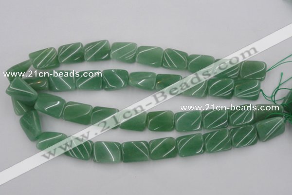 CTW373 15.5 inches 15*20mm twisted rectangle green aventurine beads