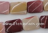 CTW375 15.5 inches 15*20mm twisted rectangle mookaite gemstone beads